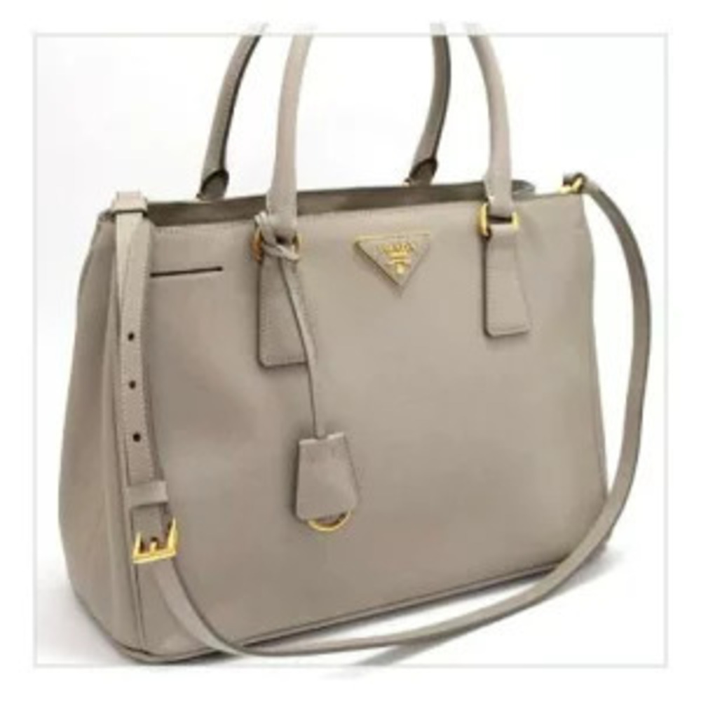 Prada Galleria 2way Shoulder Bag Saffiano Leather Gray
